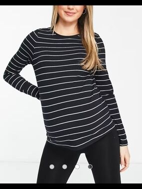ASOS Maternity Black and White Striped Long Sleeve Shirt